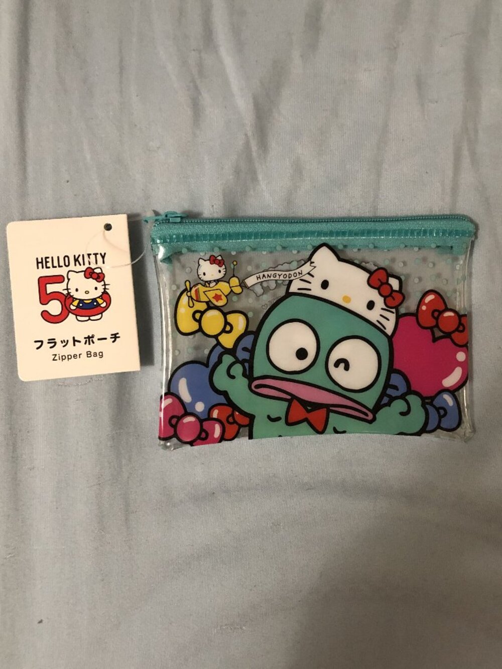 Sanrio Hangyodon x Hello Kitty 50th Anniversary Flat Vinyl Pouch